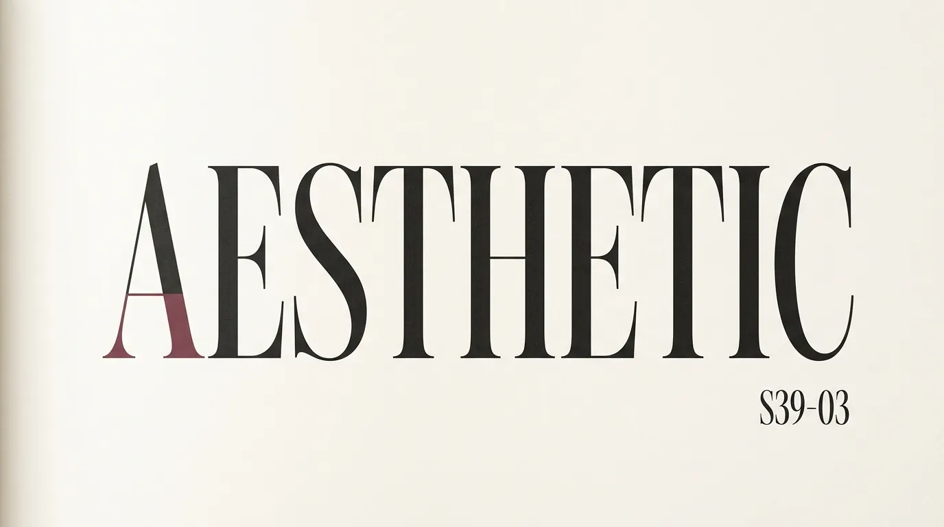 Large high-contrast serif word with thick vertical strokes and hairline strokes and generous white space