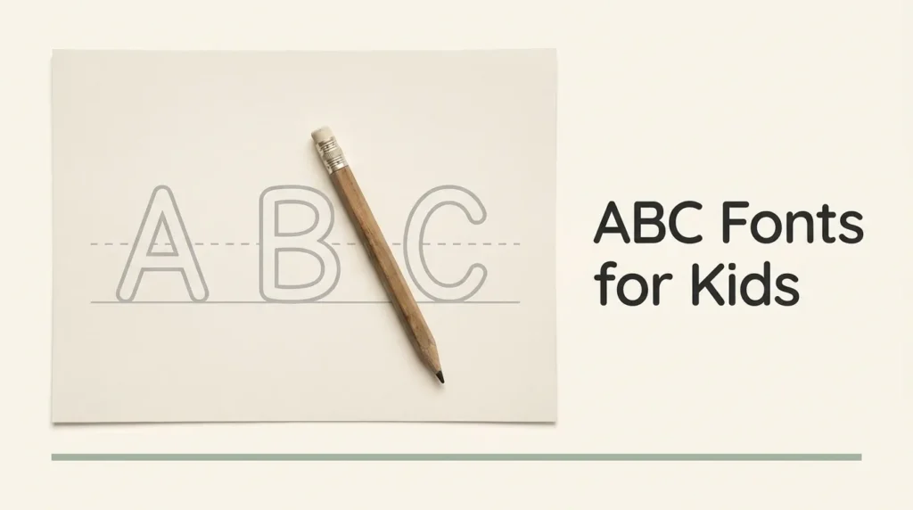 Worksheet with large friendly rounded letters A B C outlined in light grey on baseline and midline guides